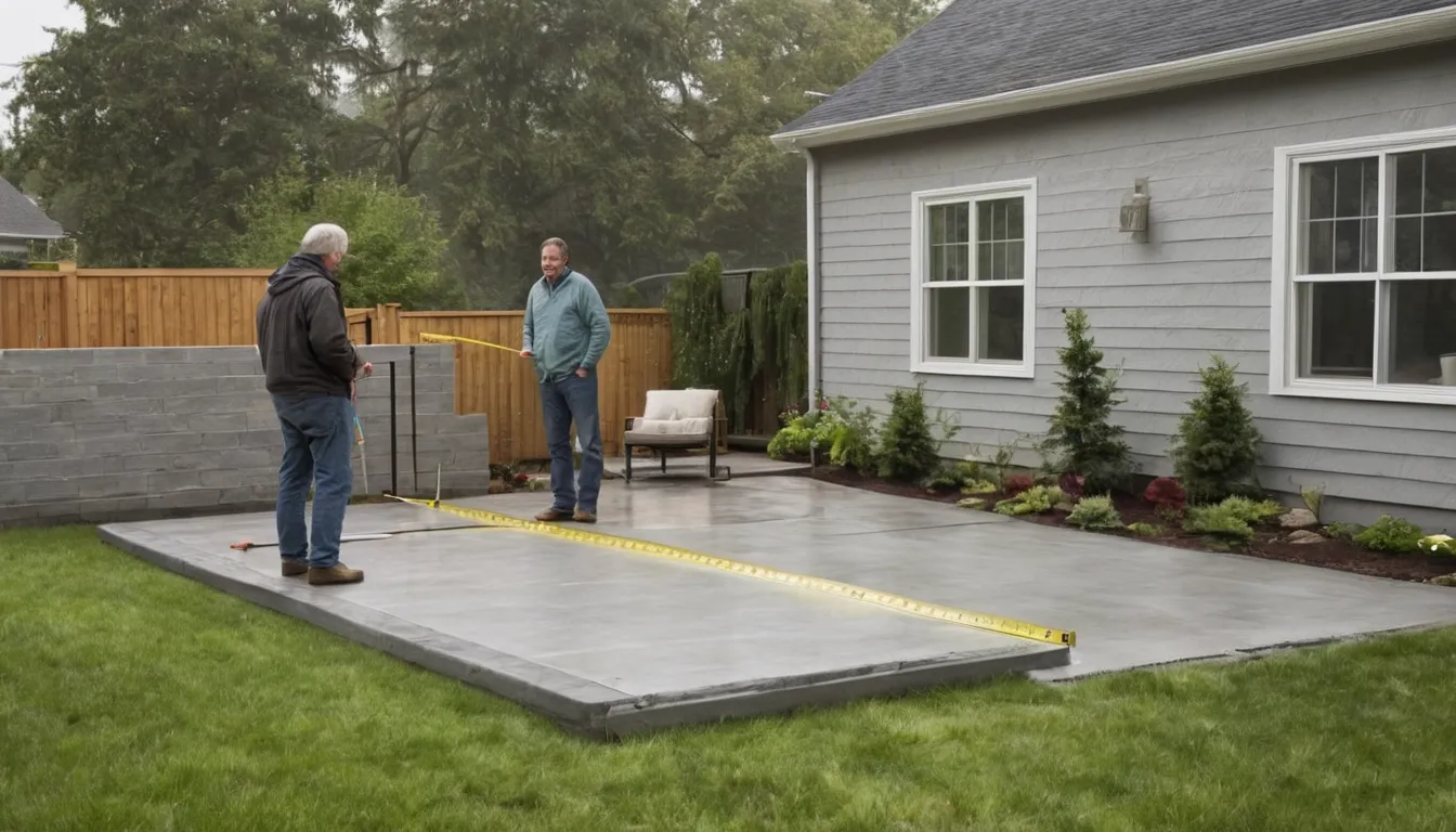 A homeowner talking with a concrete provider about a patio in the Scandia area